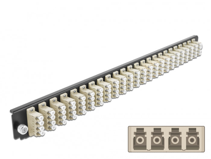 Delock 19″ LWL Spleißbox Frontblende 24 Port LC Quad beige