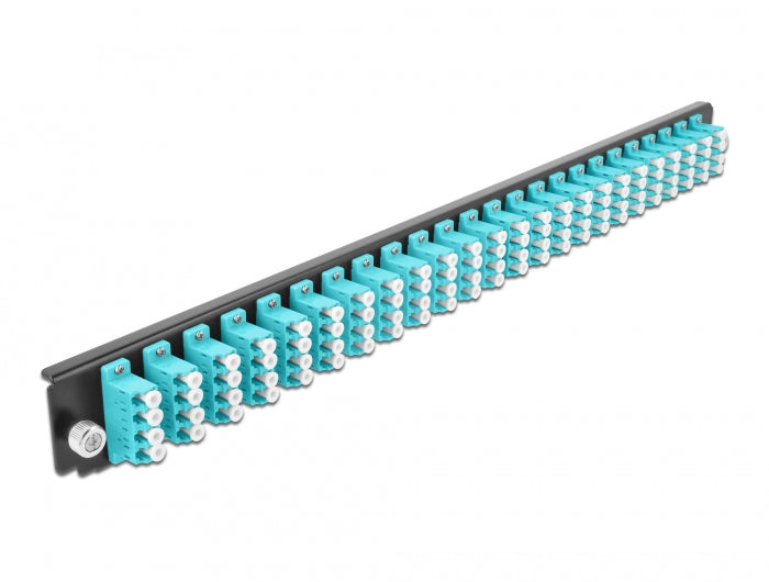 Delock 19″ LWL Spleißbox Frontblende 24 Port LC Quad aqua