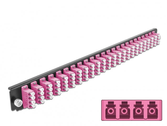 Delock 19″ LWL Spleißbox Frontblende 24 Port LC Quad violett