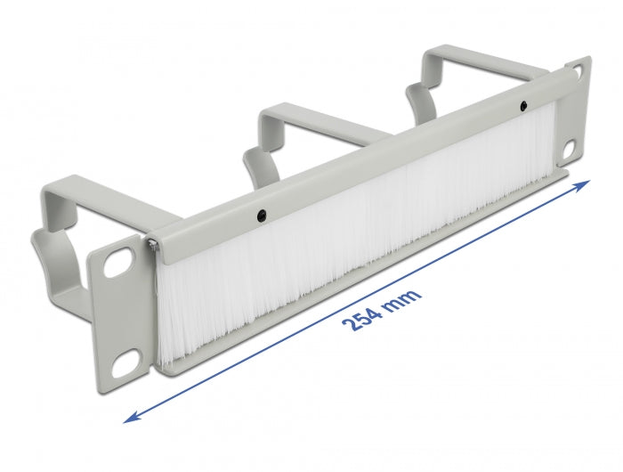 Delock 10″ Kabelmanagement Bürstenleiste mit 3 Bügeln 1 HE grau