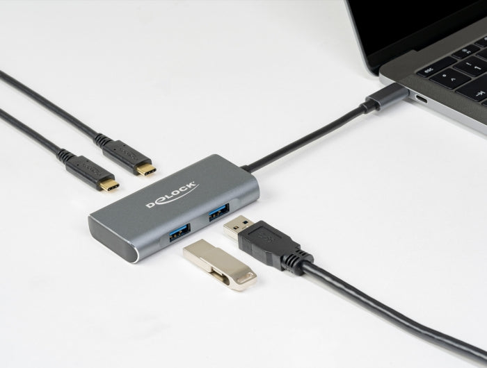 Delock Externer USB 10 Gbps USB Type-C™ Hub mit 2 x USB Typ-A und 2 x USB Type-C™