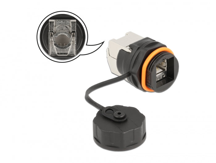 Delock Kabelverbinder RJ45 Buchse zu Cat.6A LSA mit Verschlusskappe wasserfest