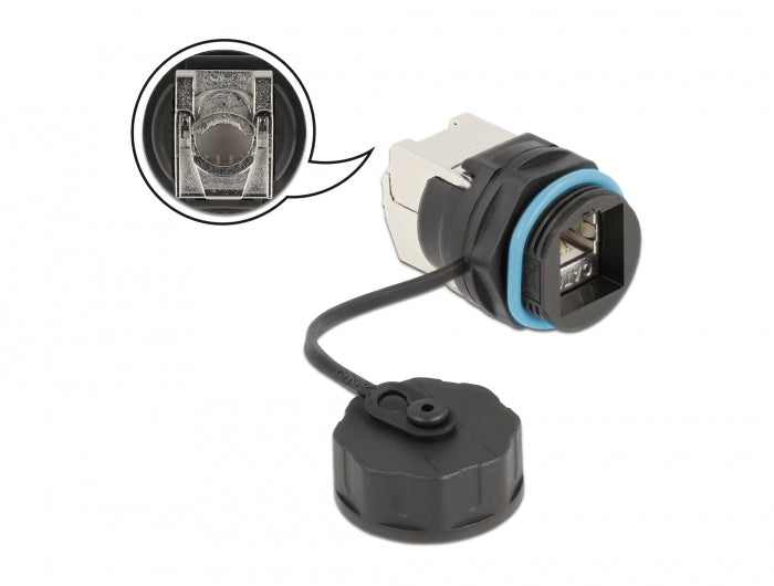 Delock Kabelverbinder RJ45 Buchse zu Cat.6A LSA mit Verschlusskappe wasserfest