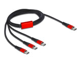 Delock USB Ladekabel 3 in 1 USB Type-C™ zu 3 x USB Type-C™ 1 m schwarz / rot