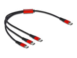 Delock USB Ladekabel 3 in 1 USB Type-C™ zu 3 x USB Type-C™ 30 cm schwarz / rot
