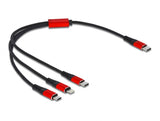 Delock USB Ladekabel 3 in 1 USB Type-C™ zu Lightning™ / Micro USB / USB Type-C™ 30 cm schwarz / rot