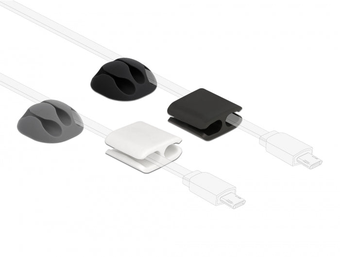 Delock Kabelhalter und Kabelclip Set 4 Stück