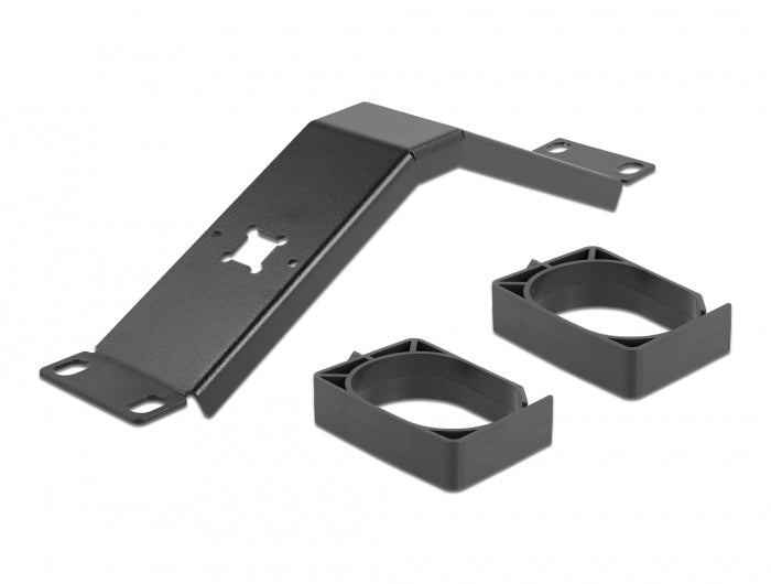 Delock 10″ Kabelmanagement Rangierpanel mit 2 Bügeln gewinkelt 1 HE schwarz