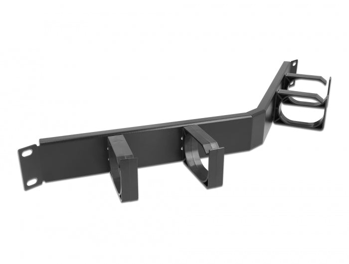 Delock 19″ Kabelmanagement Rangierpanel mit 4 Bügeln gewinkelt 1 HE schwarz