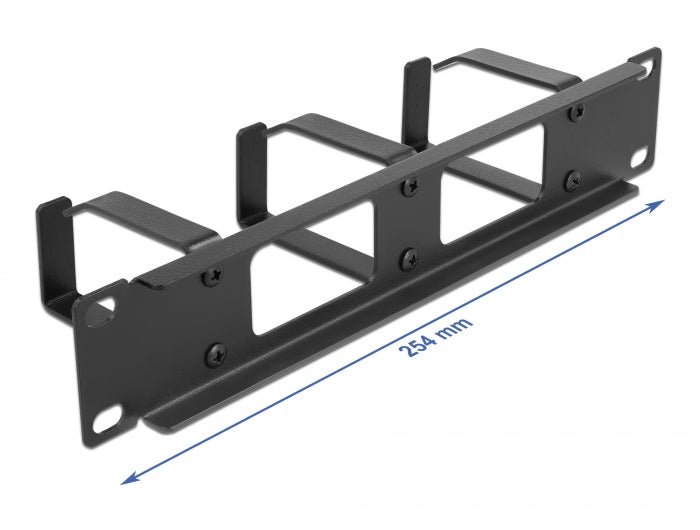 Delock 10″ Kabelmanagement Rangierpanel mit 2 Öffnungen und 3 Bügeln 1 HE schwarz