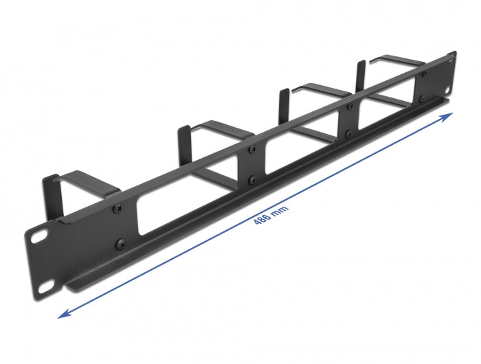 Delock 19″ Kabelmanagement Rangierpanel mit 3 Öffnungen und 4 Bügeln 1 HE schwarz