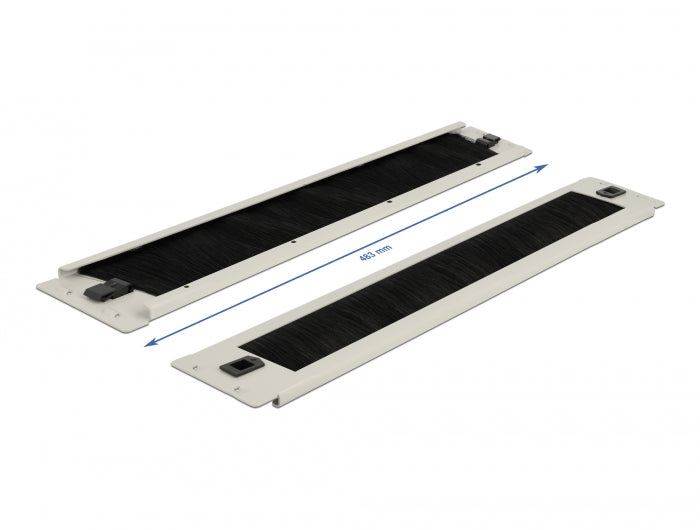 Delock 19″ Kabelmanagement Bürstenleiste werkzeugfrei 2 HE grau