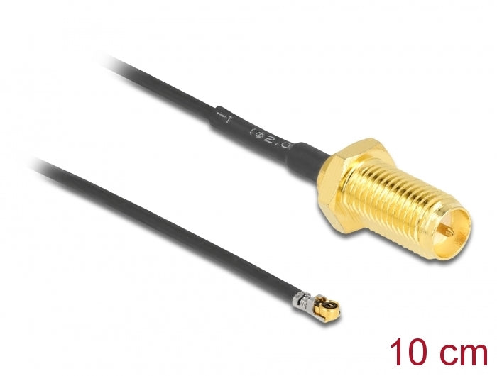 Delock Antennenkabel RP-SMA Buchse zum Einbau zu I-PEX Inc., MHF® 4L LK Stecker 1.37 10 cm Gewindelänge 10 mm