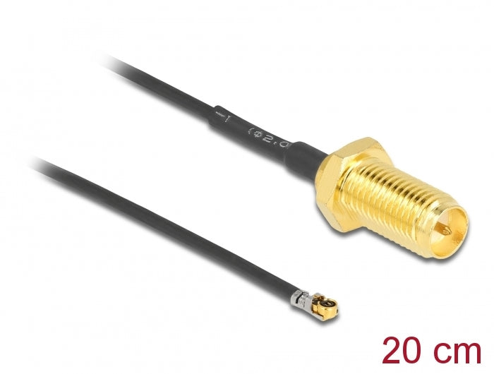Delock Antennenkabel RP-SMA Buchse zum Einbau zu I-PEX Inc., MHF® 4L LK Stecker 1.37 20 cm Gewindelänge 10 mm
