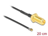 Delock Antennenkabel RP-SMA Buchse zum Einbau zu I-PEX Inc., MHF® 4L LK Stecker 1.37 20 cm Gewindelänge 10 mm