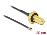 Delock Antennenkabel RP-SMA Buchse zum Einbau zu I-PEX Inc., MHF® 4L LK Stecker 1.37 20 cm Gewindelänge 10 mm spritzwassergeschützt