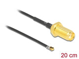 Delock Antennenkabel SMA Buchse zum Einbau zu I-PEX Inc., MHF® 4L LK Stecker 1.37 20 cm Gewindelänge 10 mm