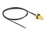 Delock Antennenkabel SMA Buchse zum Einbau zu I-PEX Inc., MHF® 4L LK Stecker 1.37 50 cm Gewindelänge 10 mm spritzwassergeschützt