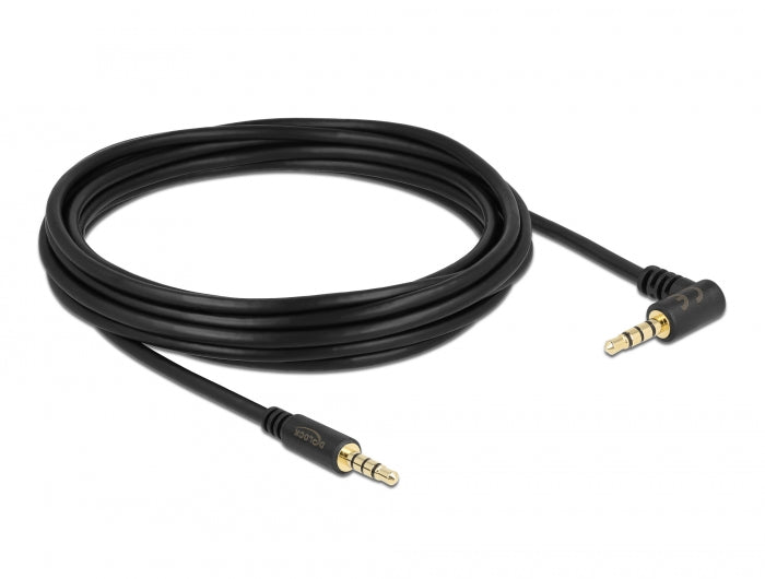 Delock Kabel Klinke 3,5 mm 4 Pin Stecker > Stecker gewinkelt 5 m schwarz