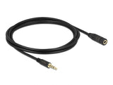 Delock Klinkenverlängerungskabel 3,5 mm 4 Pin Stecker zu Buchse 2 m schwarz