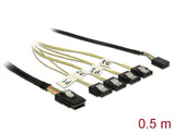 Delock Kabel Mini SAS SFF-8087 > 4 x SATA 7 Pin + Sideband 0,5 m Metall
