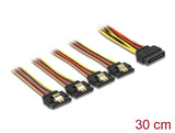 Delock Kabel SATA 15 Pin Strom Stecker mit Einrastfunktion > SATA 15 Pin Strom Buchse 4 x gerade 30 cm