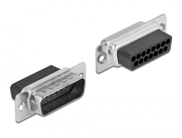 Delock D-Sub 15 Pin Stecker zu RJ45 Buchse Montagesatz schwarz
