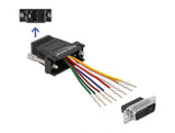 Delock D-Sub 15 Pin Stecker zu RJ45 Buchse Montagesatz schwarz