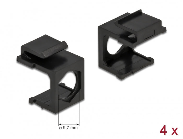 Delock Keystone Abdeckung schwarz mit 9,7 mm Durchführung +Hex 4 Stück