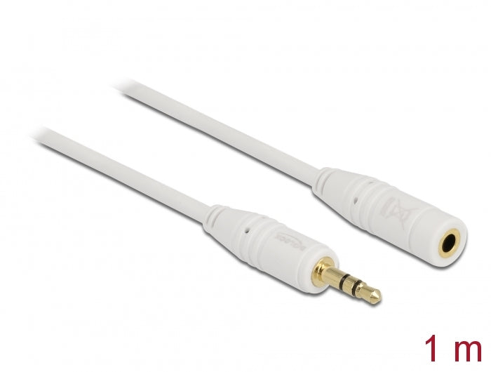 Delock Klinkenverlängerungskabel 3,5 mm 3 Pin Stecker > Buchse 1 m weiß