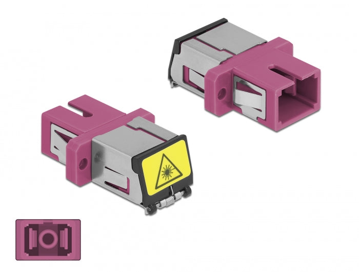 Delock LWL Kupplung mit Laserschutzklappe SC Simplex Buchse zu SC Simplex Buchse Multimode violett