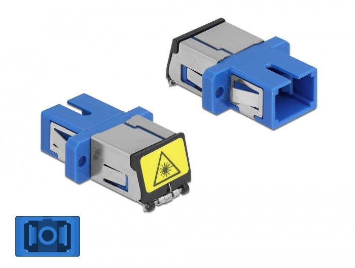 Delock LWL Kupplung mit Laserschutzklappe SC Simplex Buchse zu SC Simplex Buchse Singlemode blau