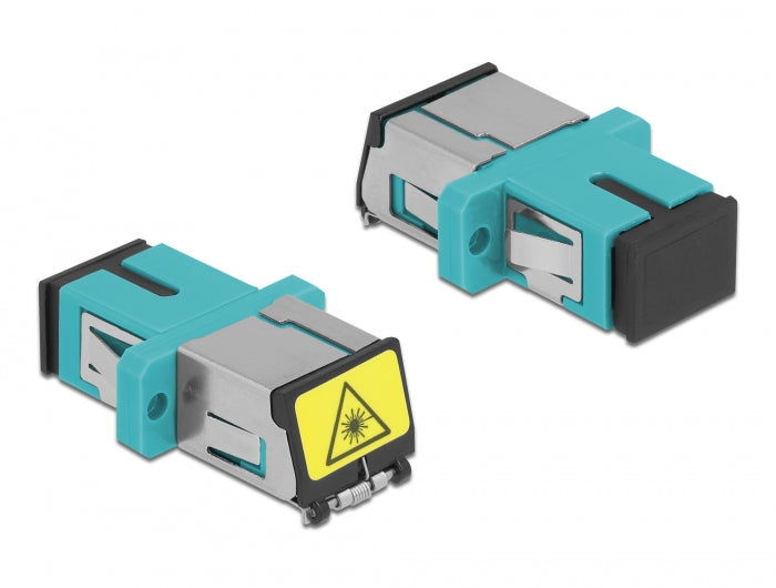 Delock LWL Kupplung mit Laserschutzklappe SC Simplex Buchse zu SC Simplex Buchse Multimode aqua