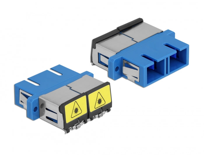 Delock LWL Kupplung mit Laserschutzklappe SC Duplex Buchse zu SC Duplex Buchse Singlemode blau