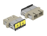 Delock LWL Kupplung mit Laserschutzklappe SC Duplex Buchse zu SC Duplex Buchse Multimode beige