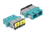 Delock LWL Kupplung mit Laserschutzklappe SC Duplex Buchse zu SC Duplex Buchse Multimode aqua