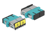 Delock LWL Kupplung mit Laserschutzklappe SC Duplex Buchse zu SC Duplex Buchse Multimode aqua