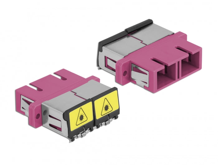 Delock LWL Kupplung mit Laserschutzklappe SC Duplex Buchse zu SC Duplex Buchse Multimode violett