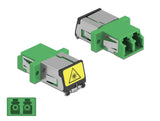 Delock LWL Kupplung mit Laserschutzklappe LC Duplex Buchse zu LC Duplex Buchse Singlemode grün
