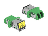 Delock LWL Kupplung mit Laserschutzklappe LC Duplex Buchse zu LC Duplex Buchse Singlemode grün