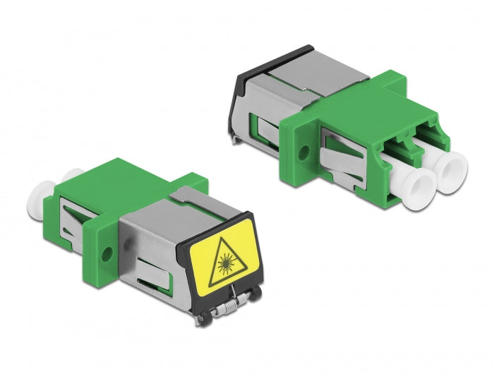 Delock LWL Kupplung mit Laserschutzklappe LC Duplex Buchse zu LC Duplex Buchse Singlemode grün