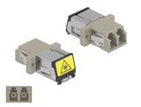 Delock LWL Kupplung mit Laserschutzklappe LC Duplex Buchse zu LC Duplex Buchse Multimode beige