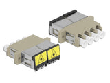 Delock LWL Kupplung mit Laserschutzklappe LC Quad Buchse zu LC Quad Buchse Multimode beige