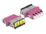 Delock LWL Kupplung mit Laserschutzklappe LC Quad Buchse zu LC Quad Buchse Multimode violett