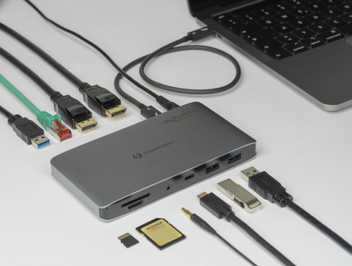Delock Thunderbolt™ 3 Dockingstation 8K - Dual DisplayPort / USB / LAN / SD / Audio / PD 3.0