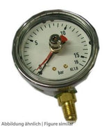 Manometer 63mm, 0/15bar, 7/16"UNF radial mit MAX-Schleppzeiger für ÜSV