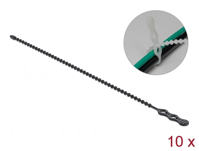 Delock Blitzbinder wiederverwendbar L 310 x B 4,5 mm schwarz 10 Stück