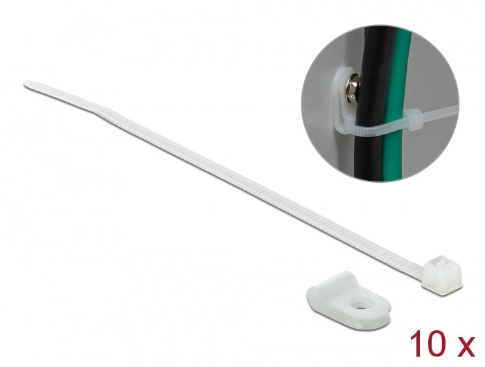Delock Befestigungsschelle 3,2 mm mit Kabelbinder L 100 x B 2,5 mm weiß