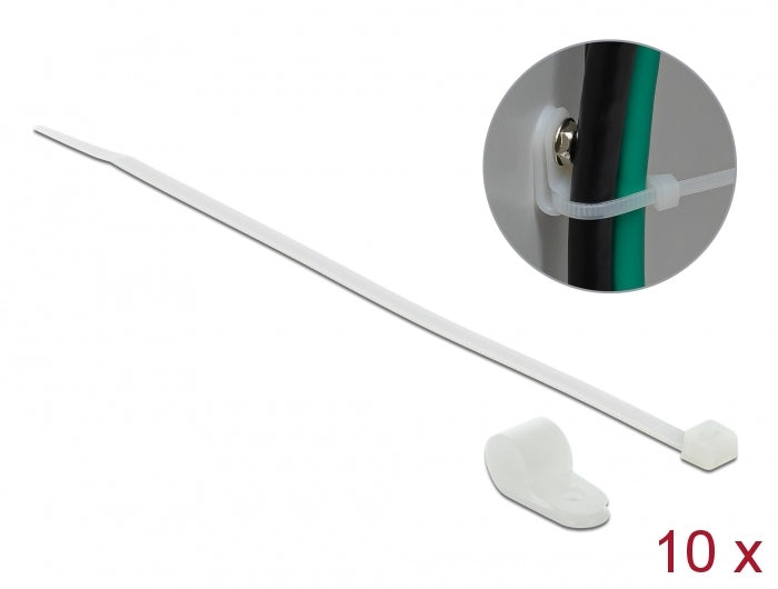 Delock Befestigungsschelle 12,7 mm mit Kabelbinder L 300 x B 4,8 mm weiß