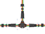 Delock Kabelverbinder T-Form für Außenbereich 5 Pin, IP68 wasserdicht, schraubbar, Kabeldurchmesser 4,5 - 7,5 mm schwarz